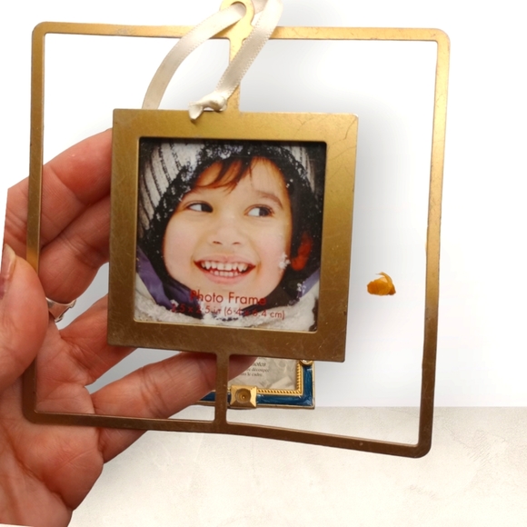 Vintage Lot of 3 Christmas Photo Frame Ornaments Beautiful RETRO - Picture 3 of 5